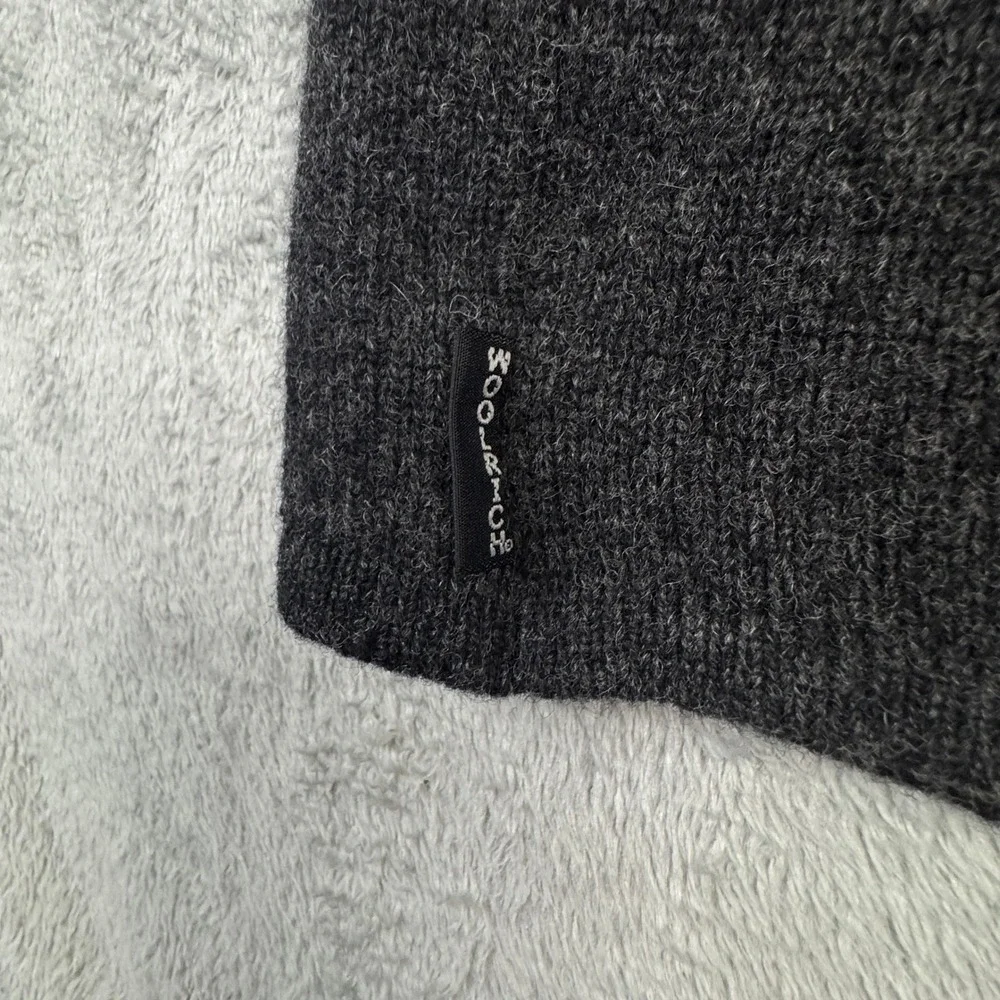 Woolrich Lambswool Floral Embroidered Cardigan Sweater Onyx Heather Gray Small - Picture 9 of 15